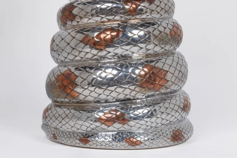 A Rare Tiffany & Co. Sterling Silver and Mixed Metal Python Snake Trophy Vase - Image 2