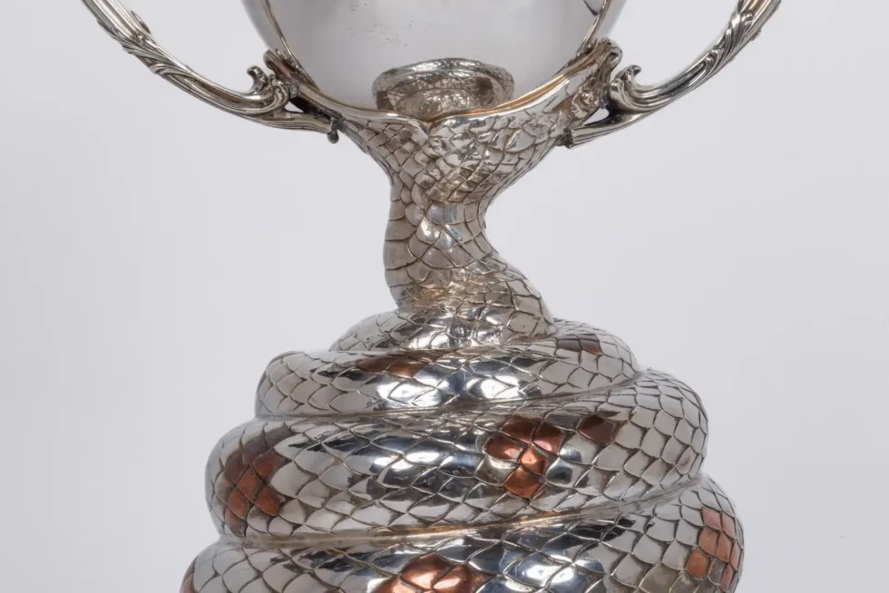 A Rare Tiffany & Co. Sterling Silver and Mixed Metal Python Snake Trophy Vase - Image 4