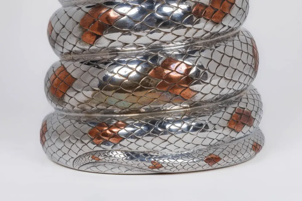 A Rare Tiffany & Co. Sterling Silver and Mixed Metal Python Snake Trophy Vase - Image 3