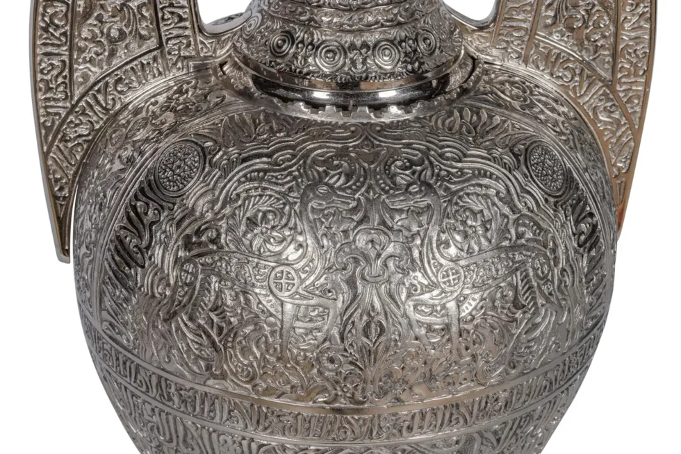 A Magnificent Pair of Silvered Bronze "Alhambra" Vases by Tiffany Studios - Image 7