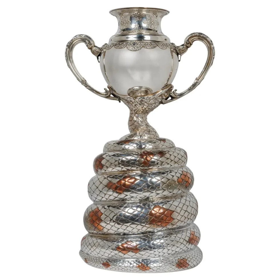 A Rare Tiffany & Co. Sterling Silver and Mixed Metal Python Snake Trophy Vase