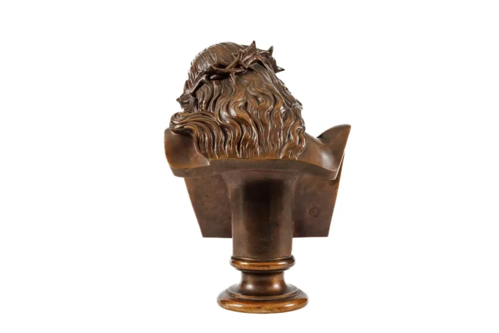A Patinated Bronze Bust of Jesus Christ by Clesinger and Barbedienne, 15" High - Image 16