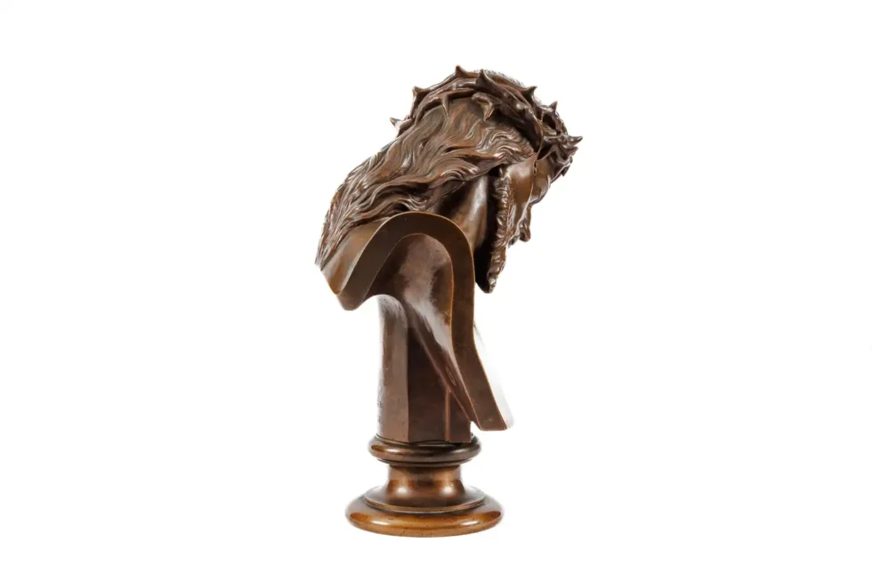 A Patinated Bronze Bust of Jesus Christ by Clesinger and Barbedienne, 15" High - Image 15