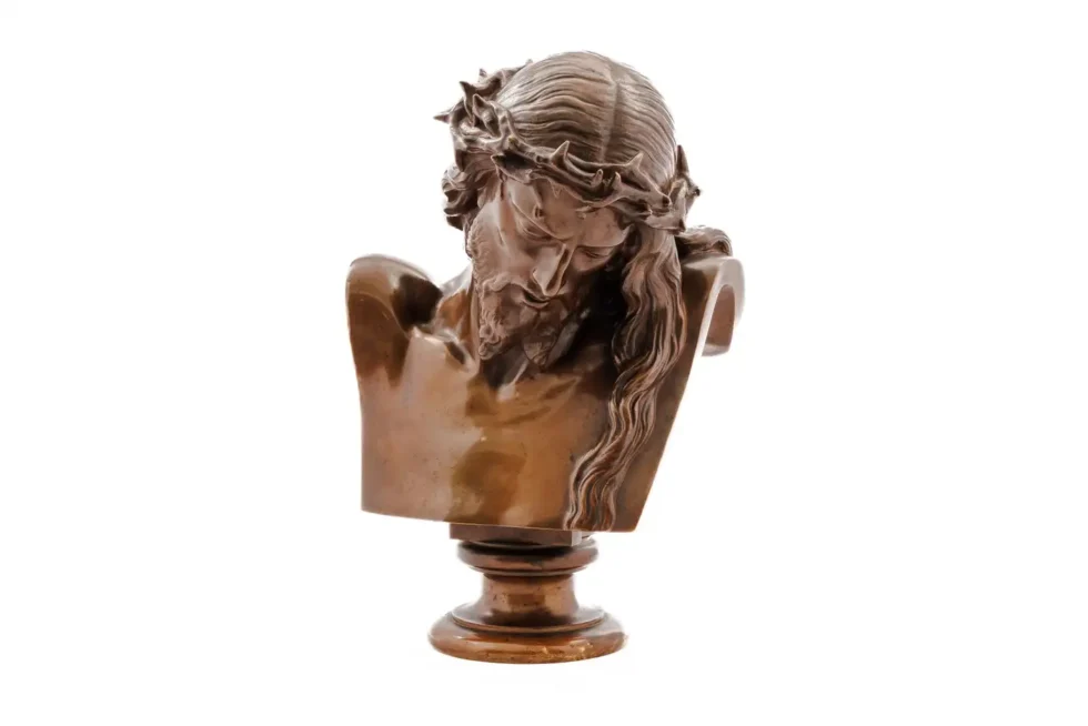 A Patinated Bronze Bust of Jesus Christ by Clesinger and Barbedienne, 15" High - Image 14