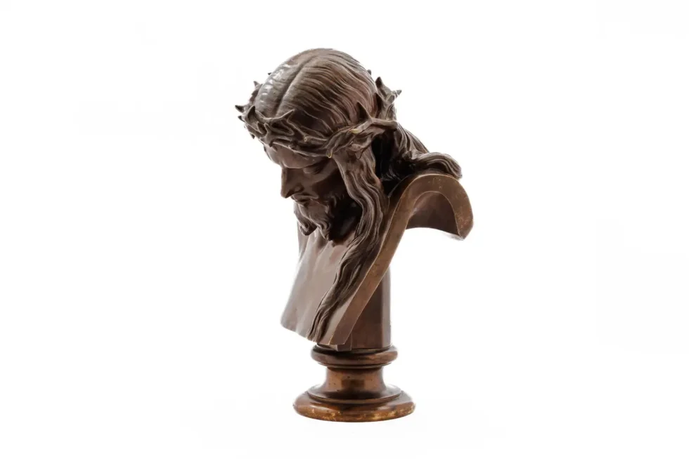 A Patinated Bronze Bust of Jesus Christ by Clesinger and Barbedienne, 15" High - Image 13