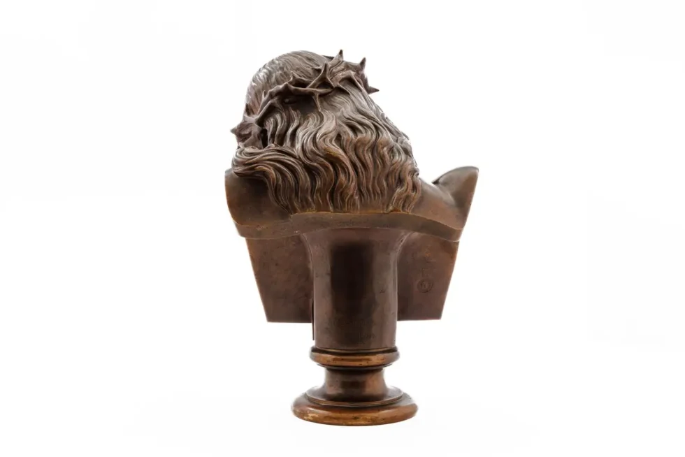 A Patinated Bronze Bust of Jesus Christ by Clesinger and Barbedienne, 15" High - Image 12