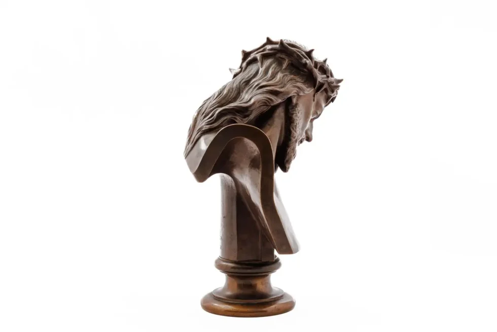 A Patinated Bronze Bust of Jesus Christ by Clesinger and Barbedienne, 15" High - Image 11