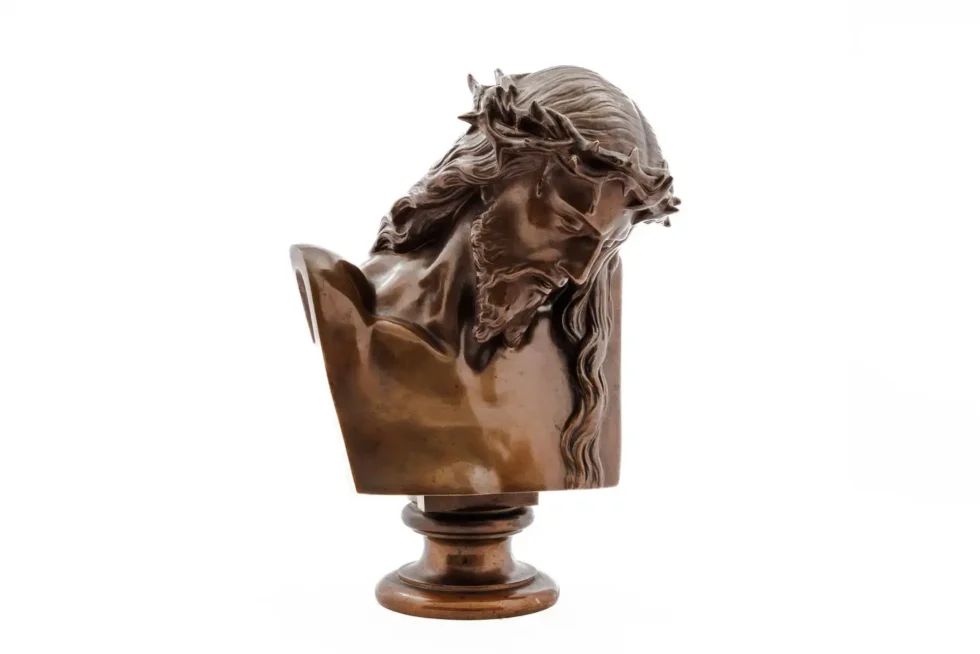 A Patinated Bronze Bust of Jesus Christ by Clesinger and Barbedienne, 15" High - Image 10