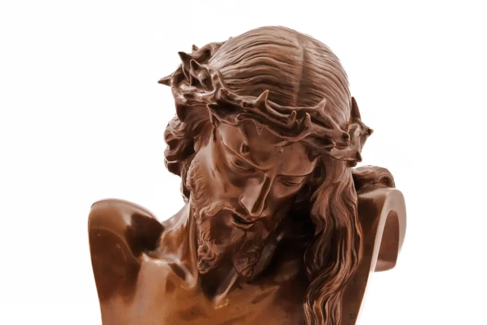 A Patinated Bronze Bust of Jesus Christ by Clesinger and Barbedienne, 15" High - Image 6
