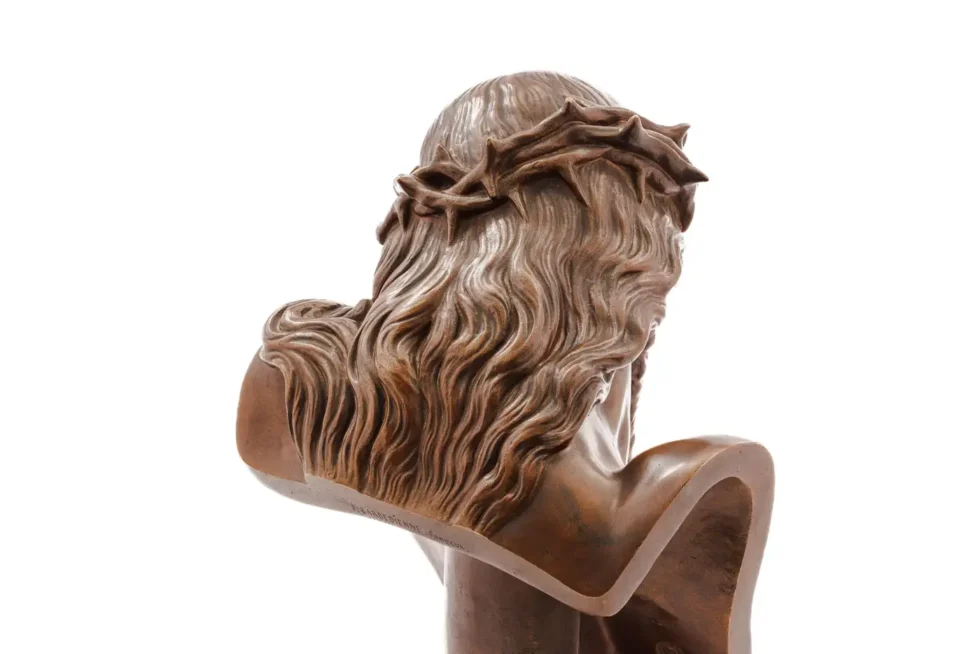 A Patinated Bronze Bust of Jesus Christ by Clesinger and Barbedienne, 15" High - Image 3