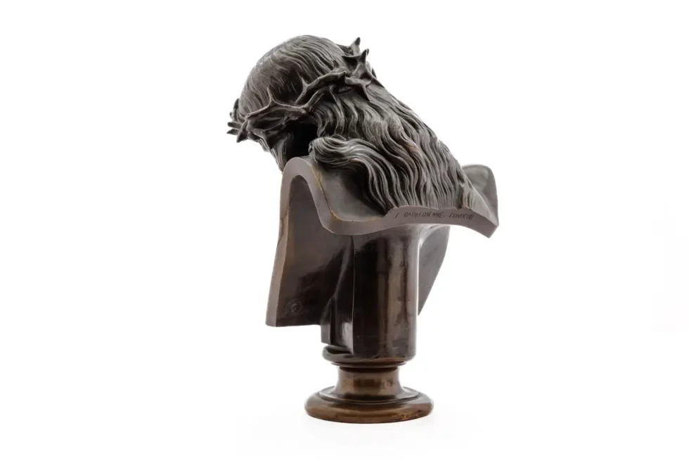 A Patinated Bronze Bust of Jesus Christ by Clesinger and Barbedienne, 12" High - Image 3