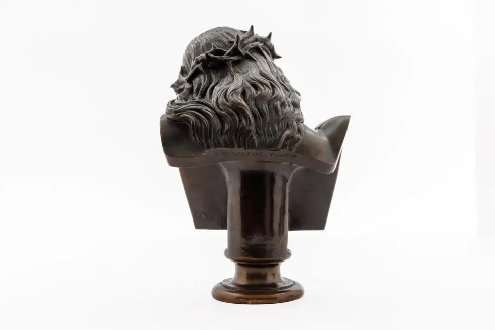 A Patinated Bronze Bust of Jesus Christ by Clesinger and Barbedienne, 12" High - Image 4