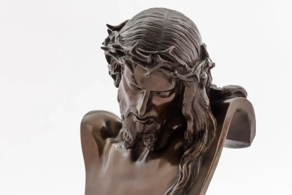 A Patinated Bronze Bust of Jesus Christ by Clesinger and Barbedienne, 12" High - Image 7