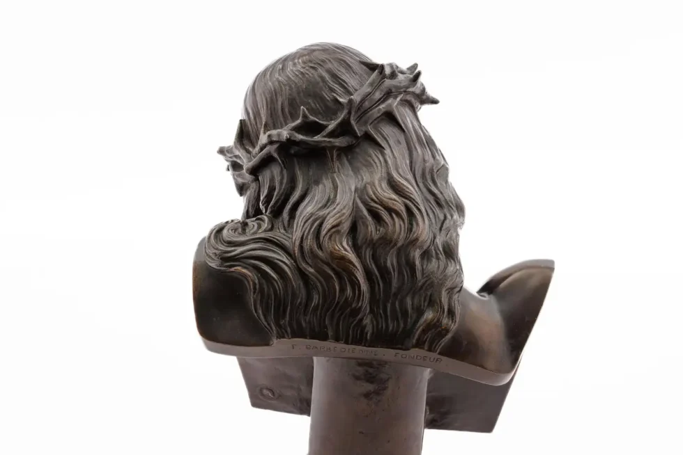 A Patinated Bronze Bust of Jesus Christ by Clesinger and Barbedienne, 12" High - Image 10