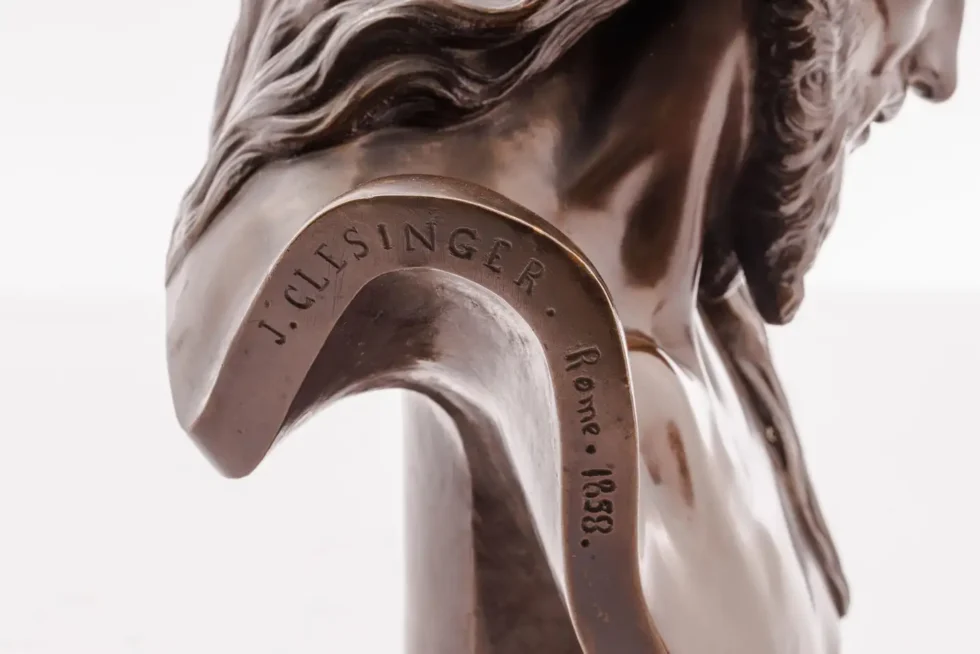 A Patinated Bronze Bust of Jesus Christ by Clesinger and Barbedienne, 12" High - Image 11
