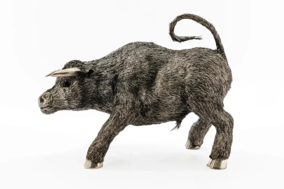 A Powerful Buccellati Sterling Silver Furry Model of a Bull - Image 2