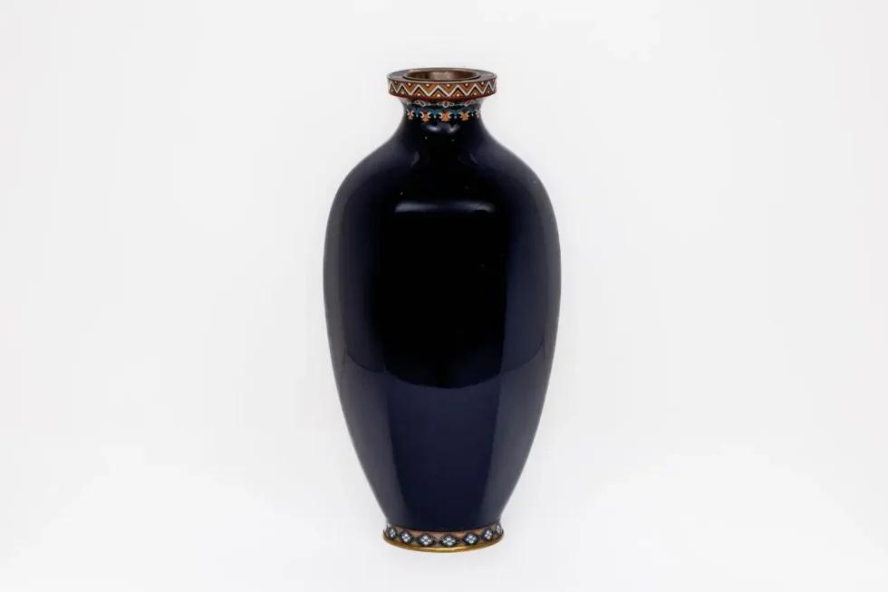 Rare Japanese Cloisonné Enamel Vase with Kingfisher and Reeds, Hayashi Kodenji - Image 4