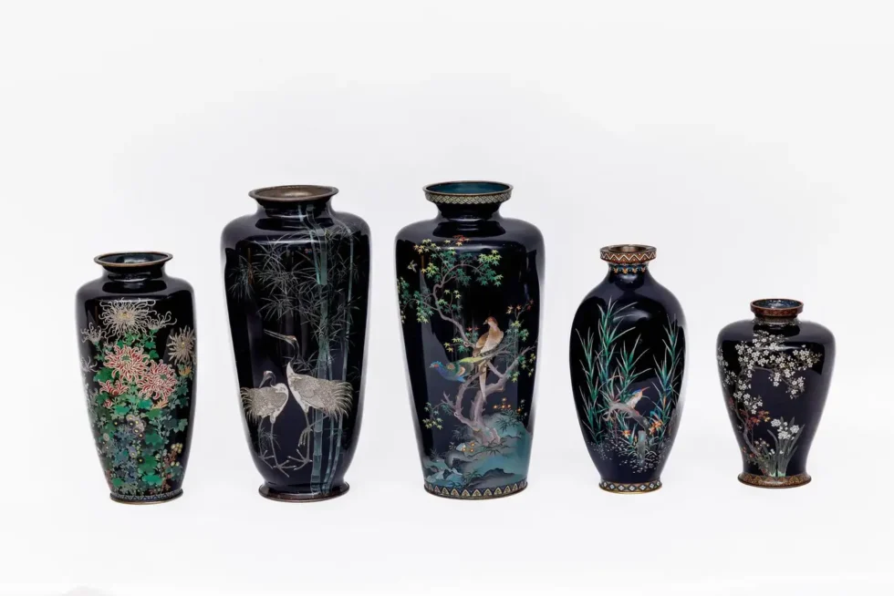 Rare Japanese Cloisonné Enamel Vase with Kingfisher and Reeds, Hayashi Kodenji - Image 11