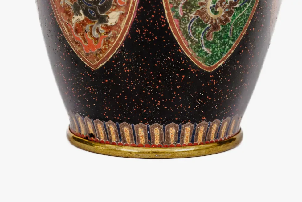 Pair of Japanese Cloisonné Enamel Vases with Dragon and Phoenix, Attributed Ando - Image 8