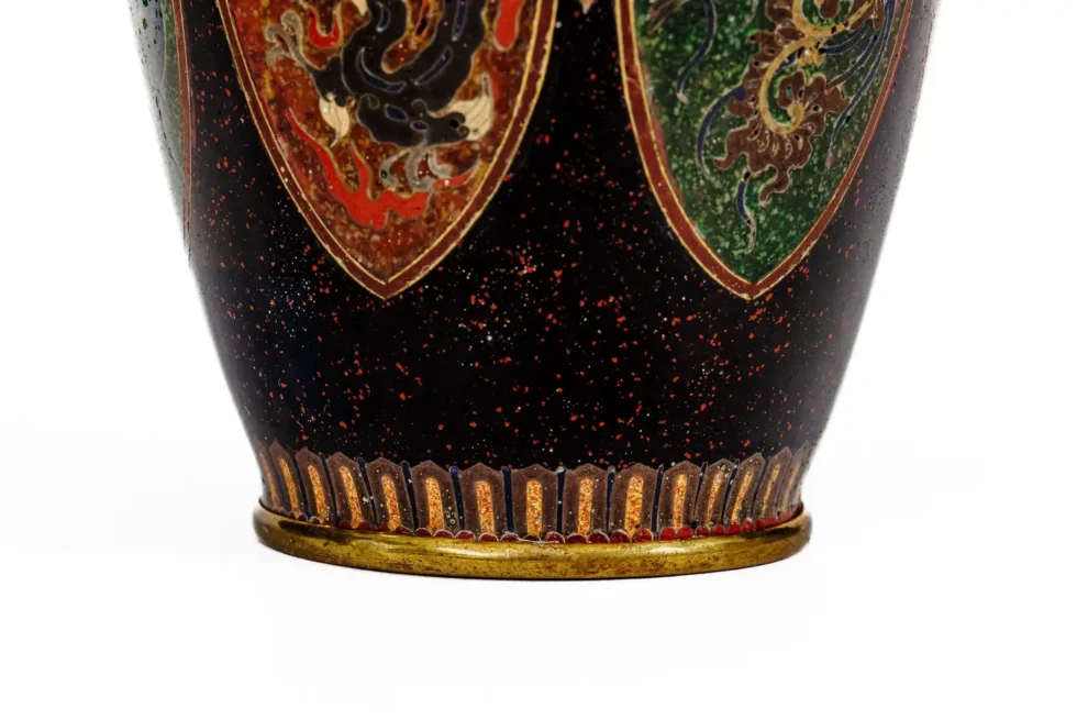 Pair of Japanese Cloisonné Enamel Vases with Dragon and Phoenix, Attributed Ando - Image 20