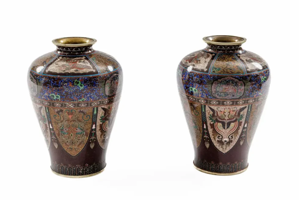 Fine Pair of Meiji Cloisonné Enamel Vases, Attributed to The Ando Jubei Company - Image 3