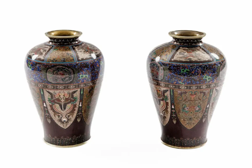 Fine Pair of Meiji Cloisonné Enamel Vases, Attributed to The Ando Jubei Company - Image 4