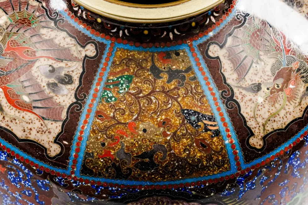 Fine Pair of Meiji Cloisonné Enamel Vases, Attributed to The Ando Jubei Company - Image 6