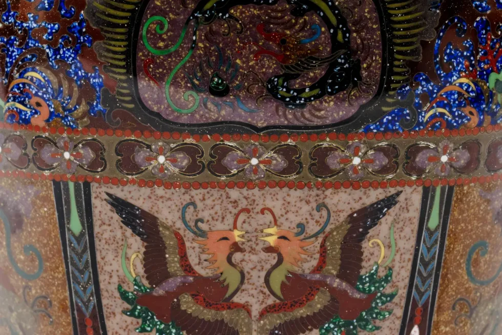 Fine Pair of Meiji Cloisonné Enamel Vases, Attributed to The Ando Jubei Company - Image 7