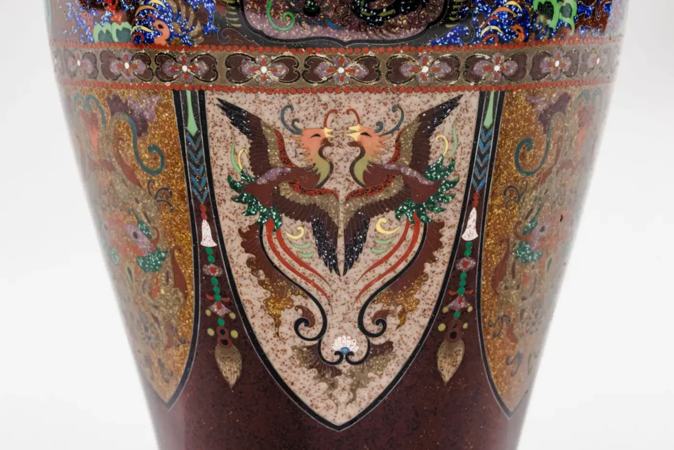 Fine Pair of Meiji Cloisonné Enamel Vases, Attributed to The Ando Jubei Company - Image 8