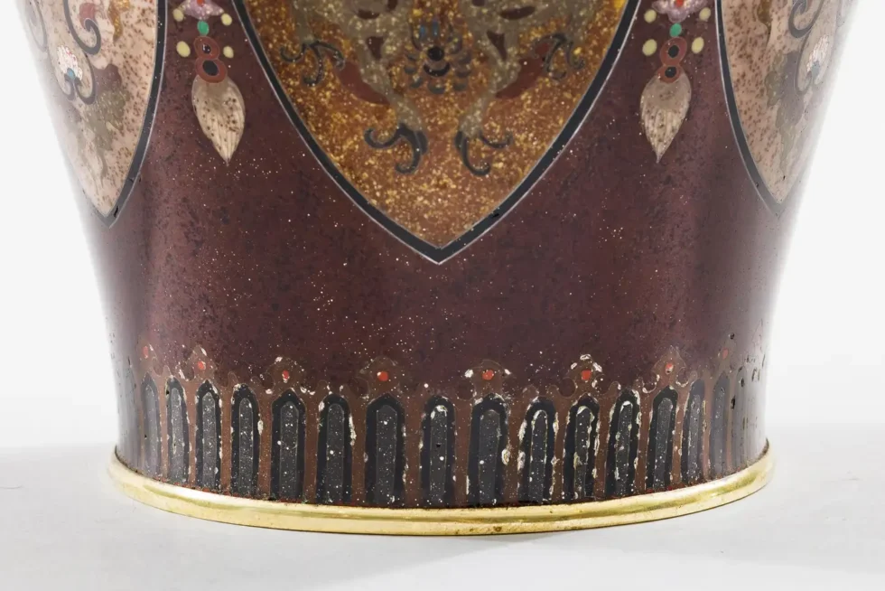 Fine Pair of Meiji Cloisonné Enamel Vases, Attributed to The Ando Jubei Company - Image 10