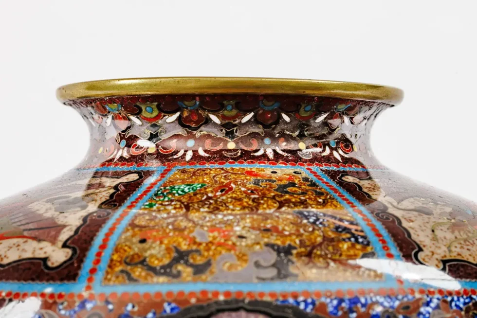 Fine Pair of Meiji Cloisonné Enamel Vases, Attributed to The Ando Jubei Company - Image 13
