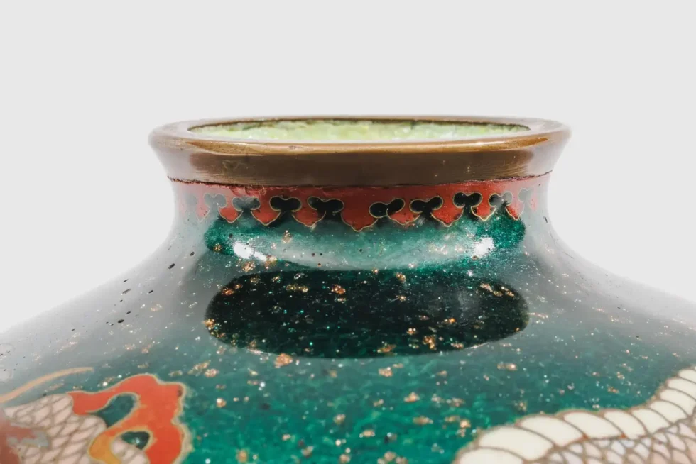 Pair of Japanese Cloisonné Enamel Dragon Vases Attributed to Honda Yasaburo - Image 9