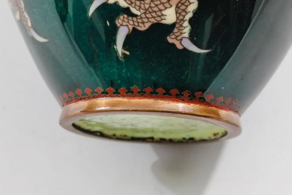 Pair of Japanese Cloisonné Enamel Dragon Vases Attributed to Honda Yasaburo - Image 10