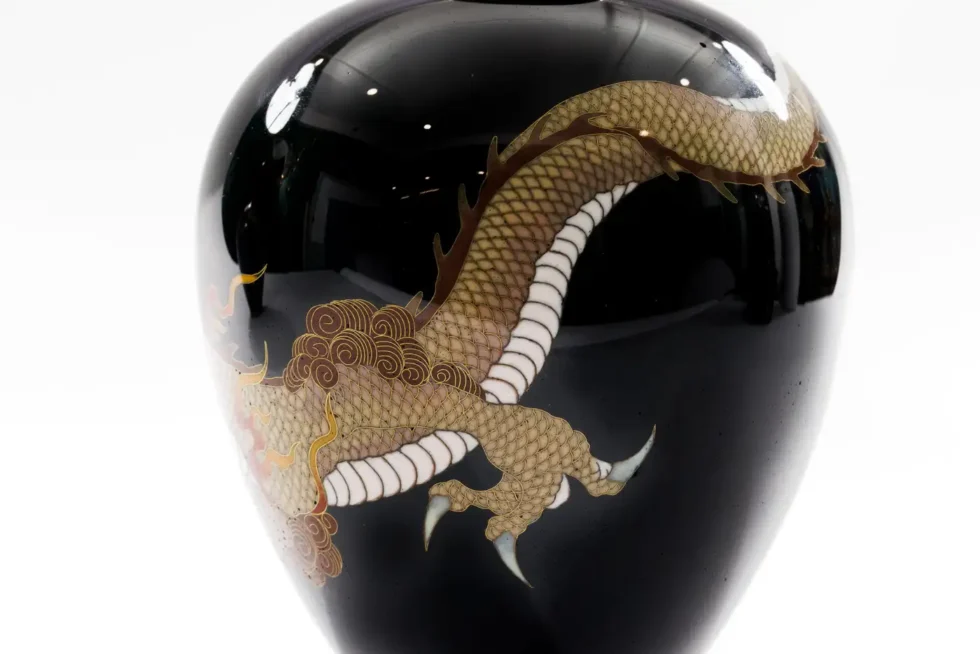 Pair of Japanese Cloisonné Enamel Dragon Vases Attributed to Honda Yasaburo - Image 15