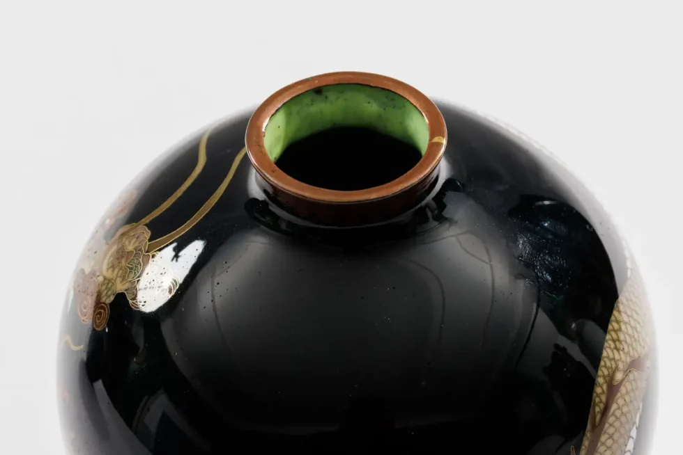 Pair of Japanese Cloisonné Enamel Dragon Vases Attributed to Honda Yasaburo - Image 16