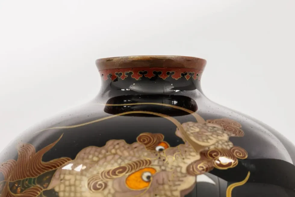 Pair of Japanese Cloisonné Enamel Dragon Vases Attributed to Honda Yasaburo - Image 18