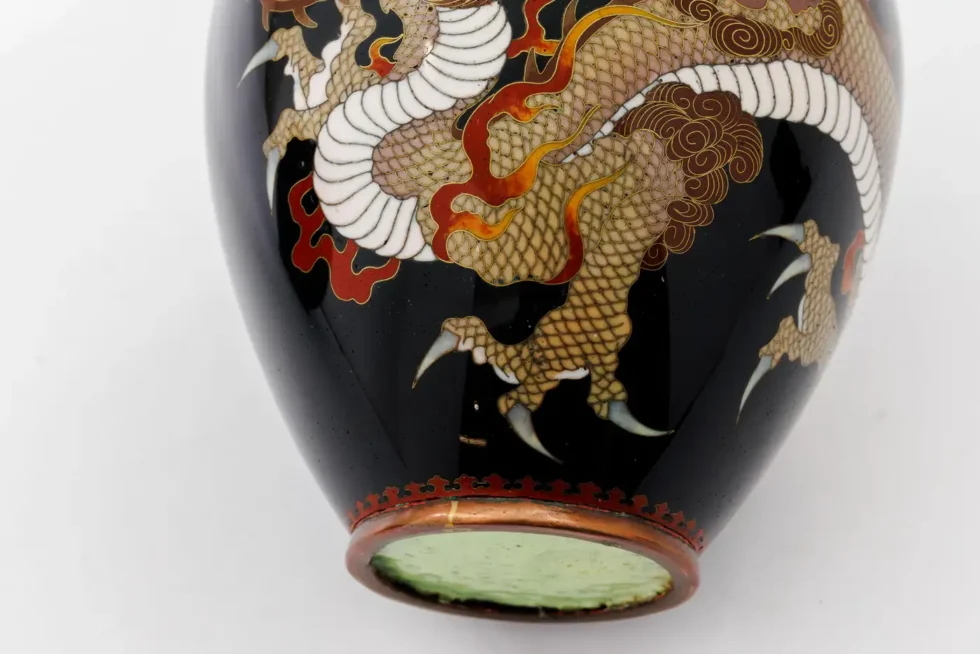 Pair of Japanese Cloisonné Enamel Dragon Vases Attributed to Honda Yasaburo - Image 19