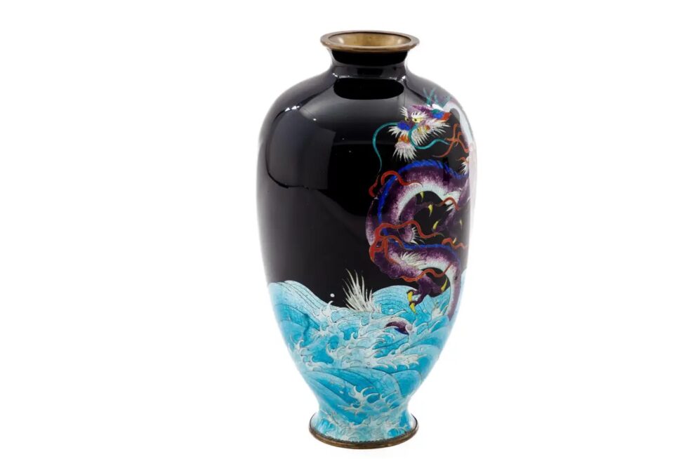 Meiji Japanese Cloisonné Enamel Ginbari Dragon Vase by Kumeno Teitaro - Image 3