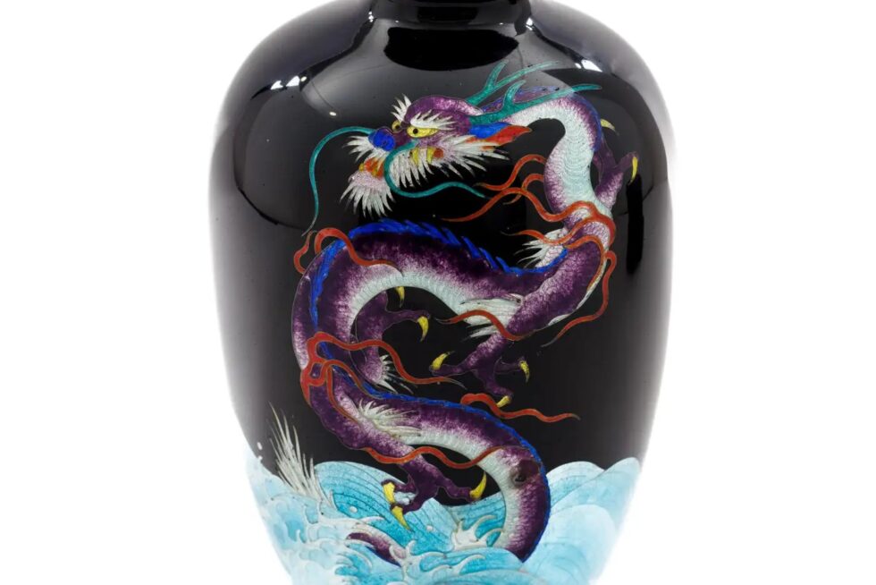 Meiji Japanese Cloisonné Enamel Ginbari Dragon Vase by Kumeno Teitaro - Image 4