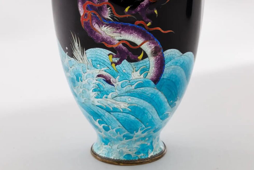 Meiji Japanese Cloisonné Enamel Ginbari Dragon Vase by Kumeno Teitaro - Image 5