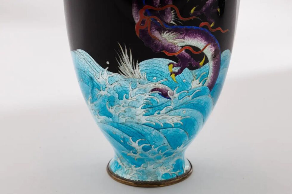 Meiji Japanese Cloisonné Enamel Ginbari Dragon Vase by Kumeno Teitaro - Image 8