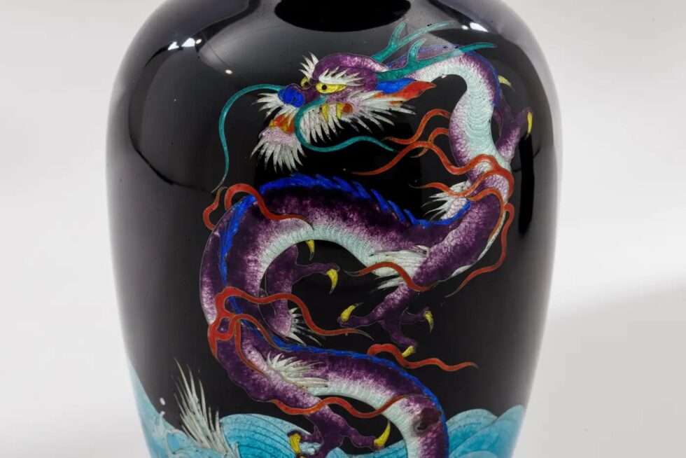 Meiji Japanese Cloisonné Enamel Ginbari Dragon Vase by Kumeno Teitaro - Image 9