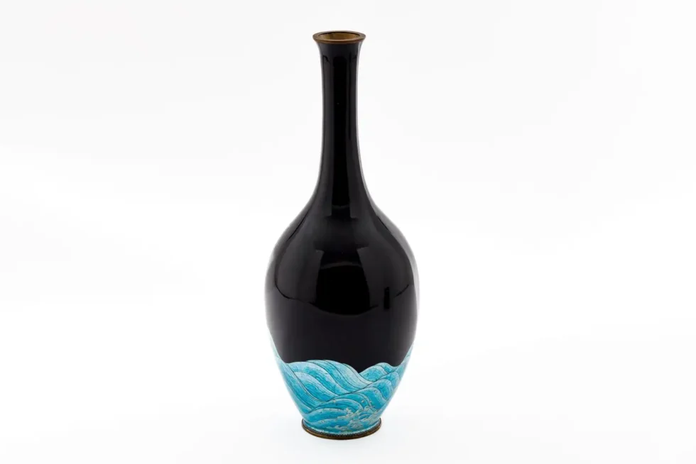 Japanese Meiji Cloisonné Enamel Ginbari Vase Green Dragon by Kumeno Teitaro - Image 3