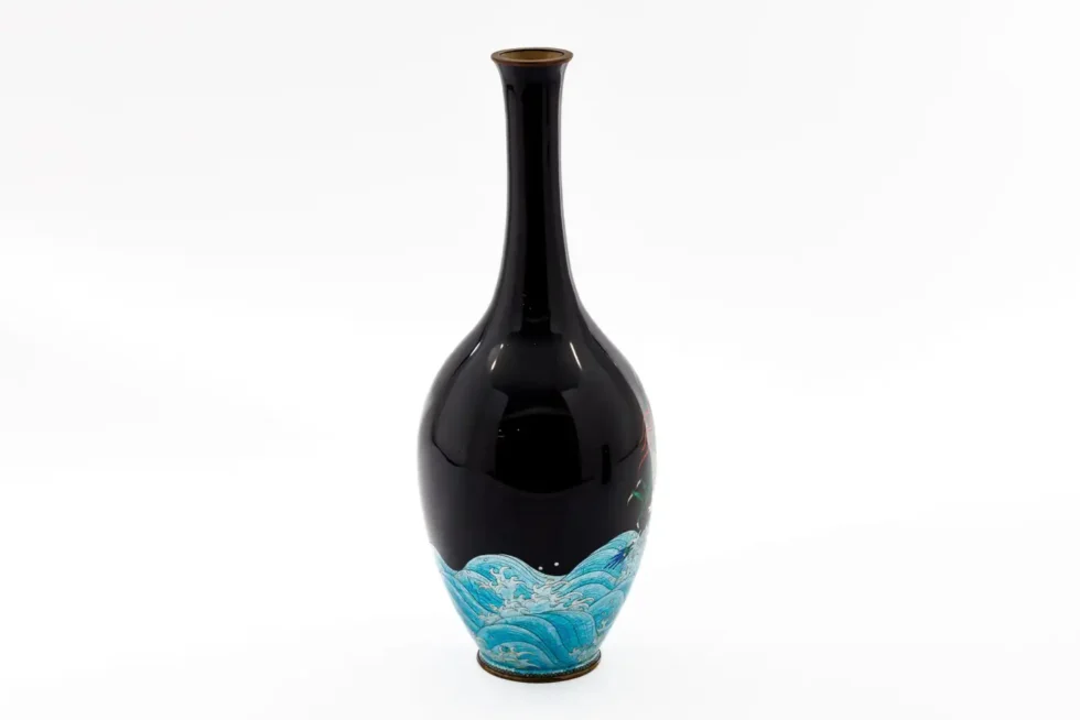 Japanese Meiji Cloisonné Enamel Ginbari Vase Green Dragon by Kumeno Teitaro - Image 5