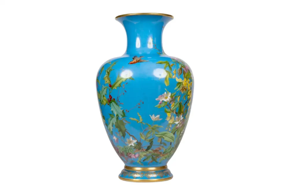 A Large French Baccarat Opaline Glass Hand-Painted "Bacchanale" Vase, by Roussel - Image 4
