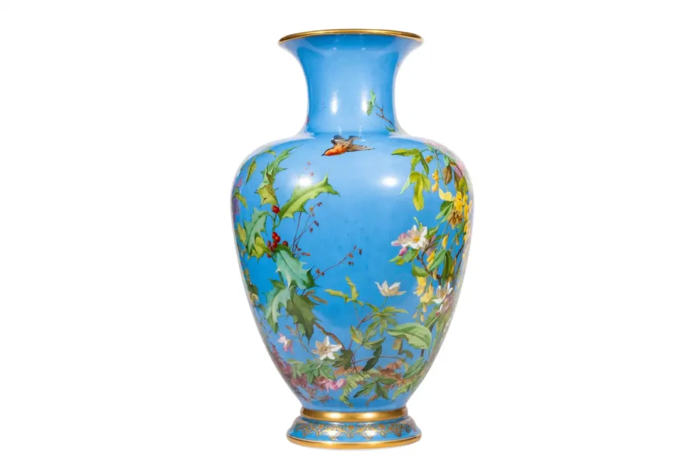 A Large French Baccarat Opaline Glass Hand-Painted "Bacchanale" Vase, by Roussel - Image 14