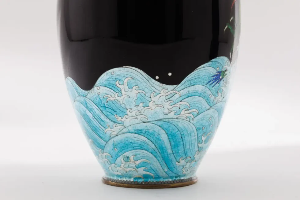 Japanese Meiji Cloisonné Enamel Ginbari Vase Green Dragon by Kumeno Teitaro - Image 9