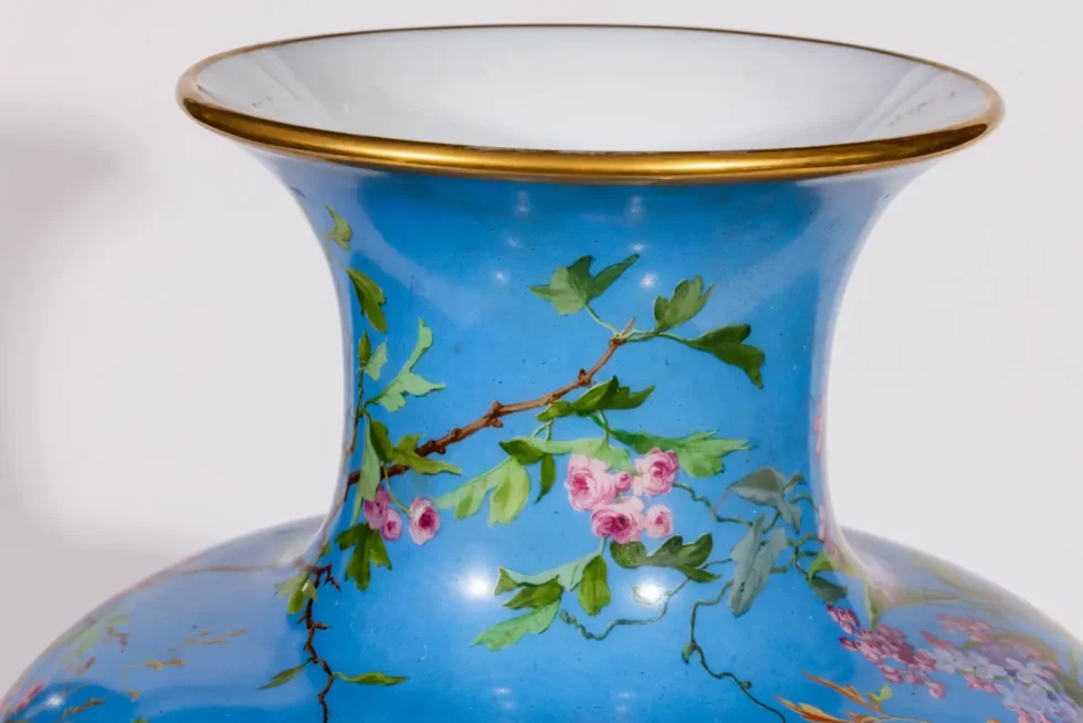 A Large French Baccarat Opaline Glass Hand-Painted "Bacchanale" Vase, by Roussel - Image 13