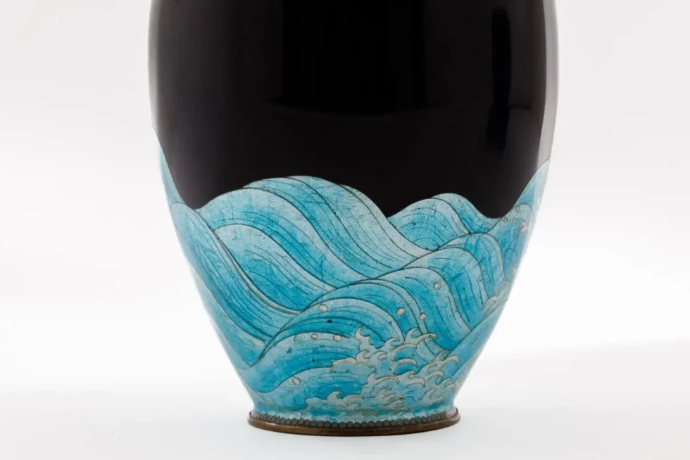 Japanese Meiji Cloisonné Enamel Ginbari Vase Green Dragon by Kumeno Teitaro - Image 10