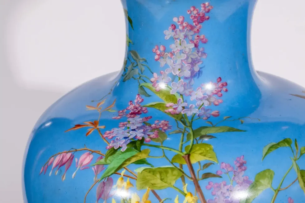 A Large French Baccarat Opaline Glass Hand-Painted "Bacchanale" Vase, by Roussel - Image 10